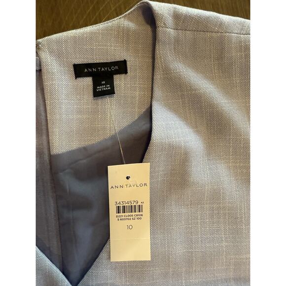 NWT Ann Taylor Blue Textured Stretch Side Tuck Wrap Sheath Dress Size 10 $159 - Picture 5 of 15